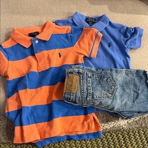 Polo by Ralph Lauren Kids Orange and Blue Striped Polo Shirt bundle